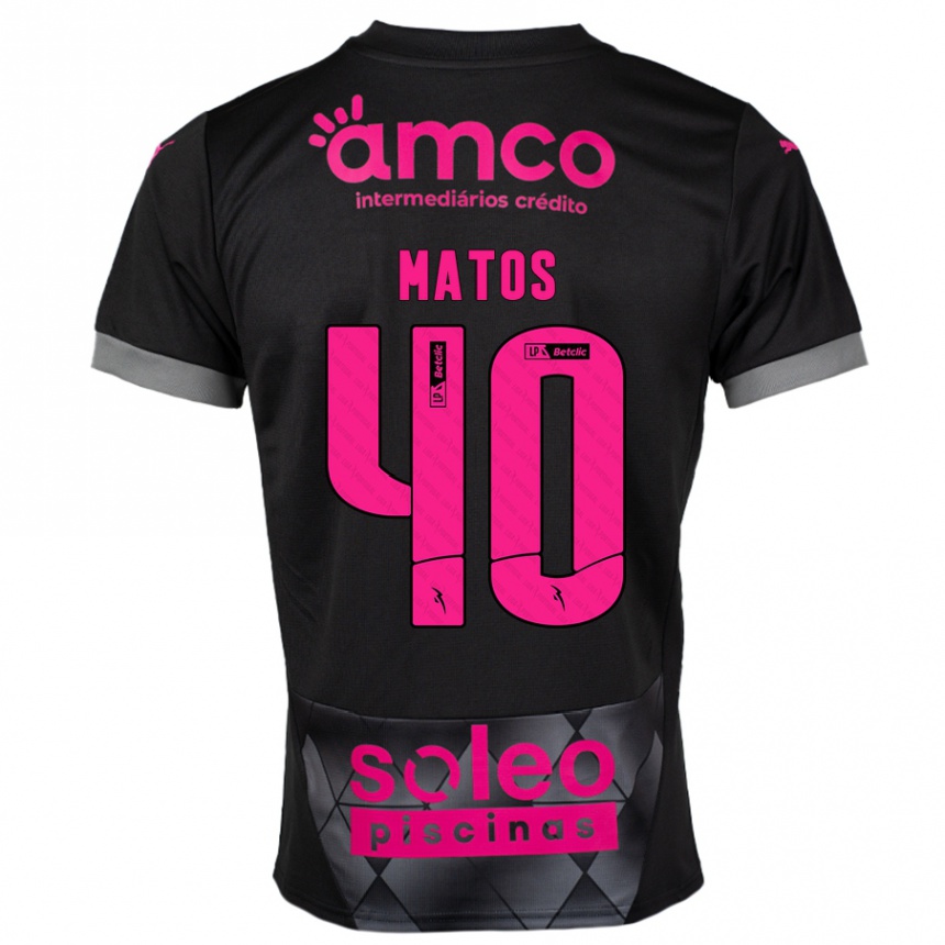 Men Football João Matos #40 Black Pink Away Jersey 2024/25 T-Shirt Uk