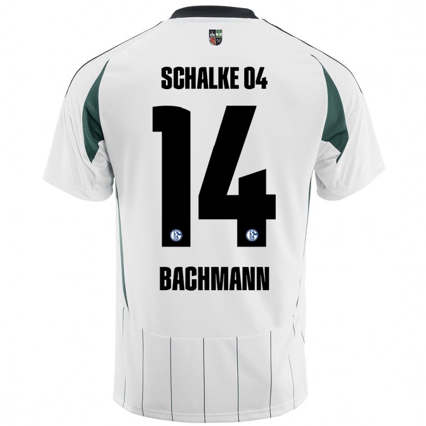 Men Football Janik Bachmann #14 White Green Away Jersey 2024/25 T-Shirt Uk