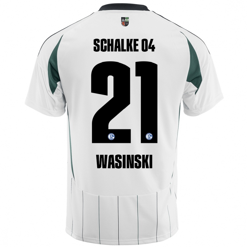 Men Football Martin Wasinski #21 White Green Away Jersey 2024/25 T-Shirt Uk