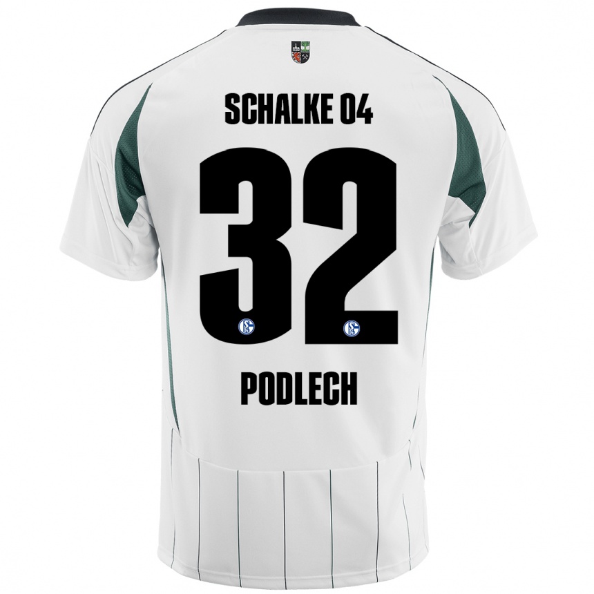 Men Football Luca Podlech #32 White Green Away Jersey 2024/25 T-Shirt Uk