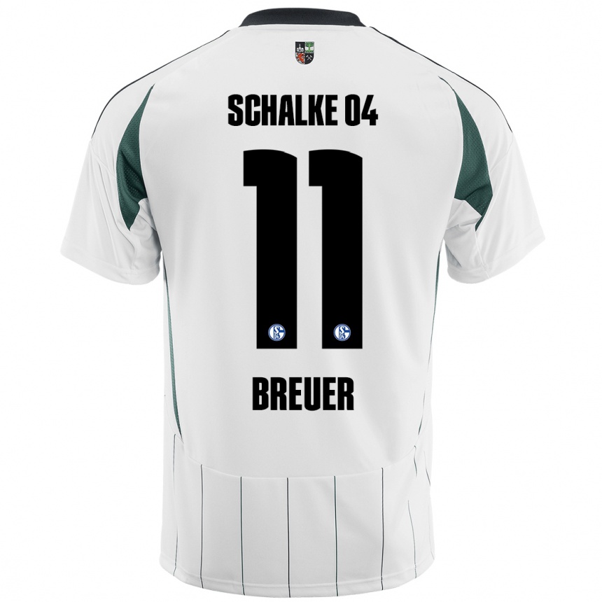 Men Football Simon Breuer #11 White Green Away Jersey 2024/25 T-Shirt Uk