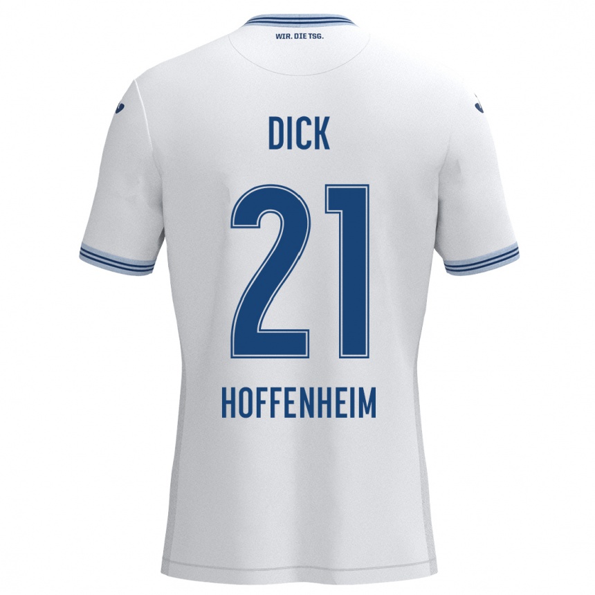 Men Football Laura Dick #21 White Blue Away Jersey 2024/25 T-Shirt Uk