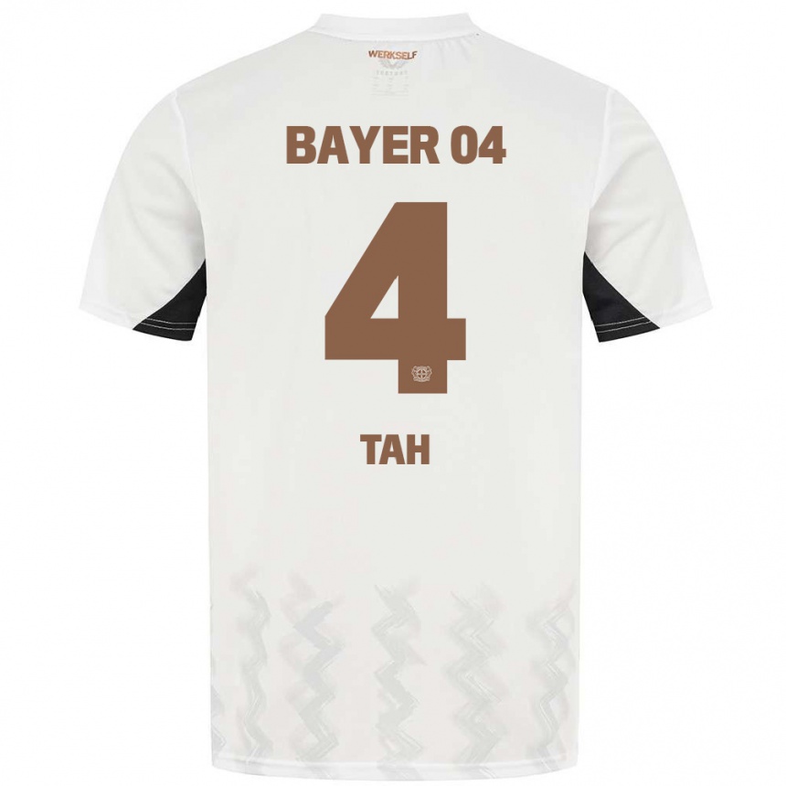 Men Football Jonathan Tah #4 White Black Away Jersey 2024/25 T-Shirt Uk