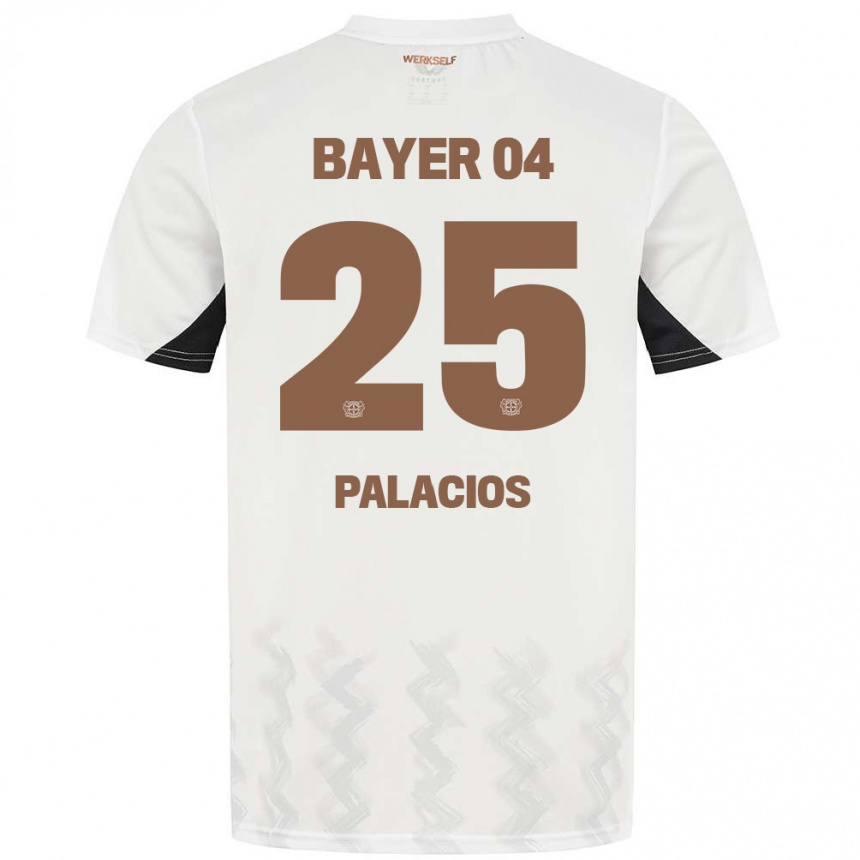 Men Football Exequiel Palacios #25 White Black Away Jersey 2024/25 T-Shirt Uk