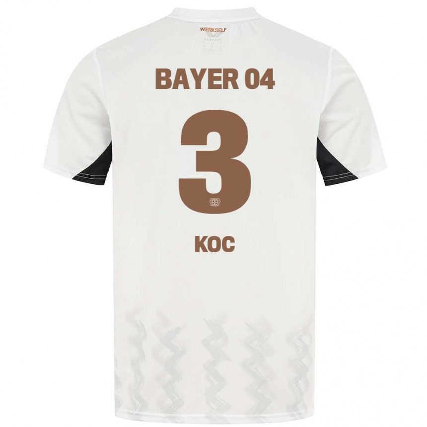 Men Football Halil Koc #3 White Black Away Jersey 2024/25 T-Shirt Uk