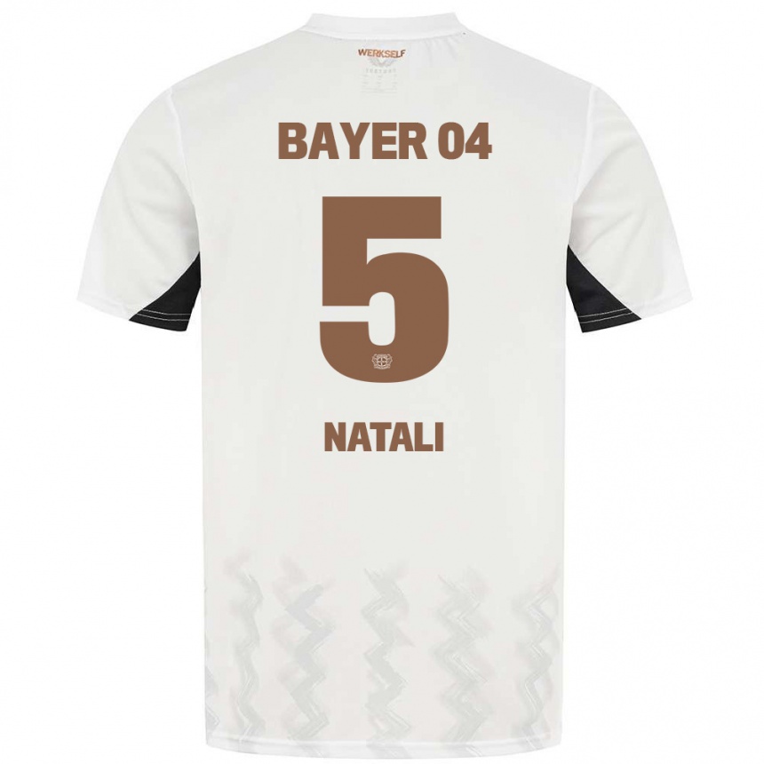 Men Football Andrea Natali #5 White Black Away Jersey 2024/25 T-Shirt Uk