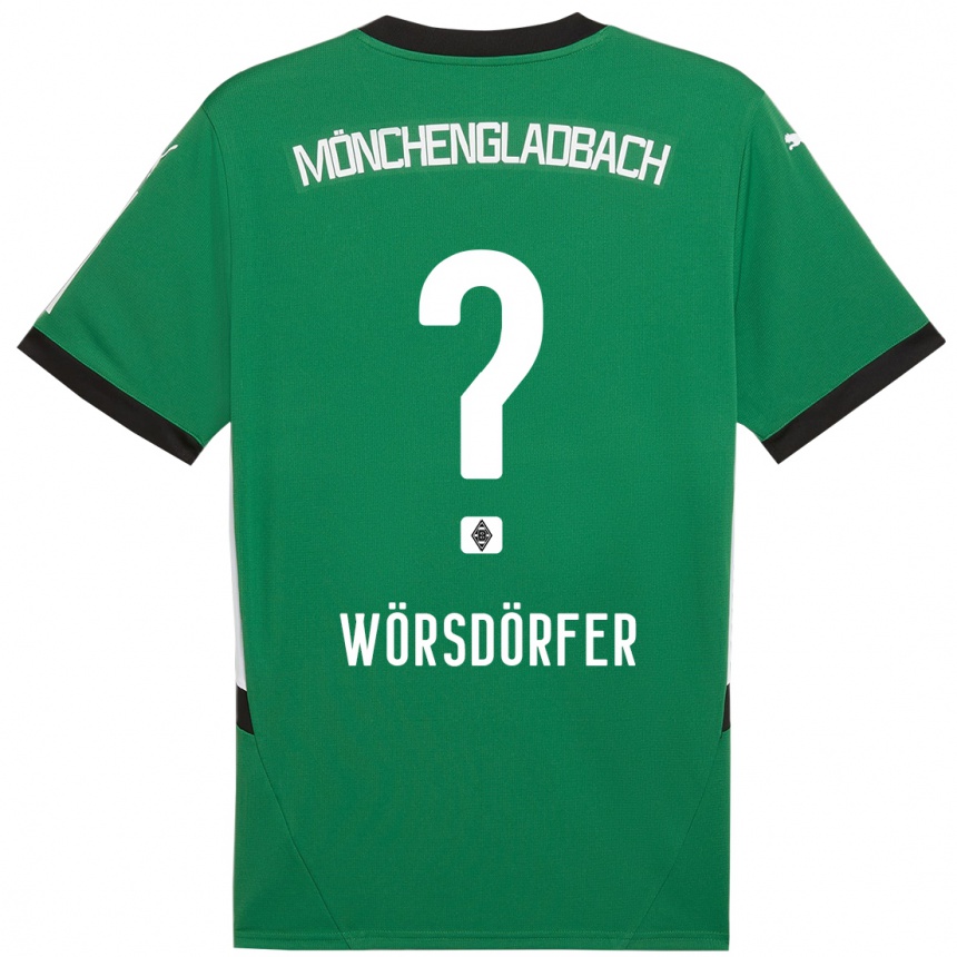 Men Football Len Wörsdörfer #0 Green White Away Jersey 2024/25 T-Shirt Uk