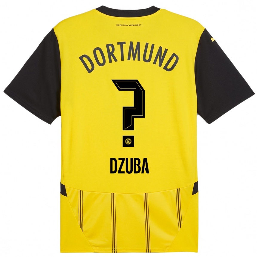 Women Football Fabian Dzuba #0 Yellow Black Home Jersey 2024/25 T-Shirt Uk