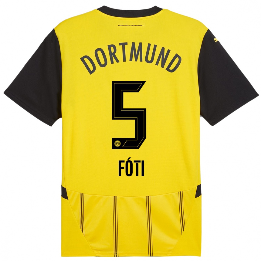 Women Football António Fóti #5 Yellow Black Home Jersey 2024/25 T-Shirt Uk