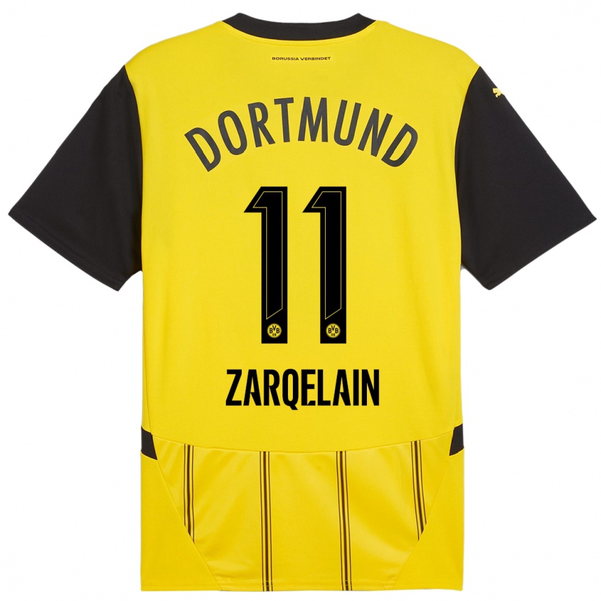 Women Football Fadi Zarqelain #11 Yellow Black Home Jersey 2024/25 T-Shirt Uk