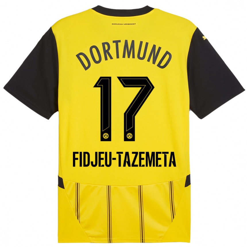 Women Football Thierry Fidjeu-Tazemeta #17 Yellow Black Home Jersey 2024/25 T-Shirt Uk