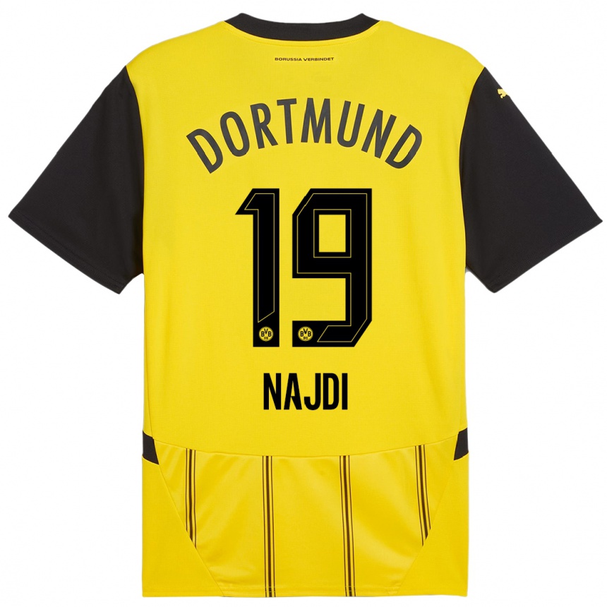 Women Football Ahmad Najdi #19 Yellow Black Home Jersey 2024/25 T-Shirt Uk