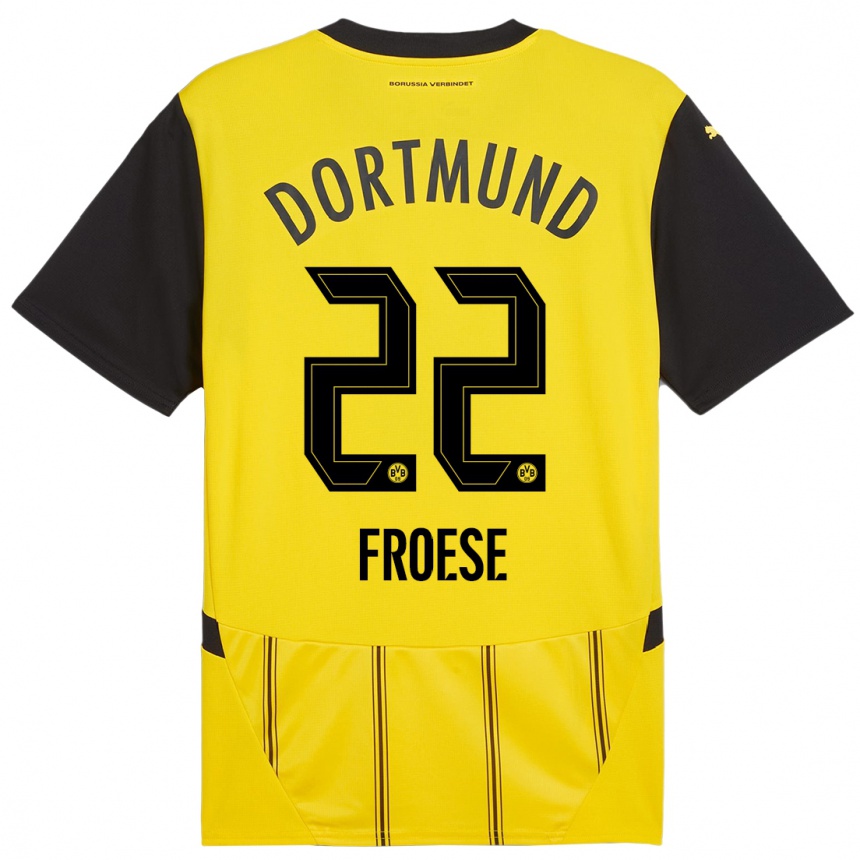 Women Football Julien Froese #22 Yellow Black Home Jersey 2024/25 T-Shirt Uk