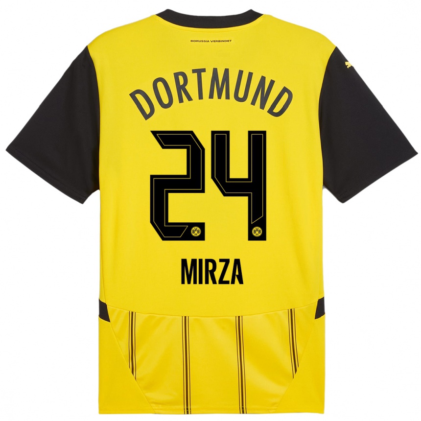 Women Football Marwan-Omir Mirza #24 Yellow Black Home Jersey 2024/25 T-Shirt Uk