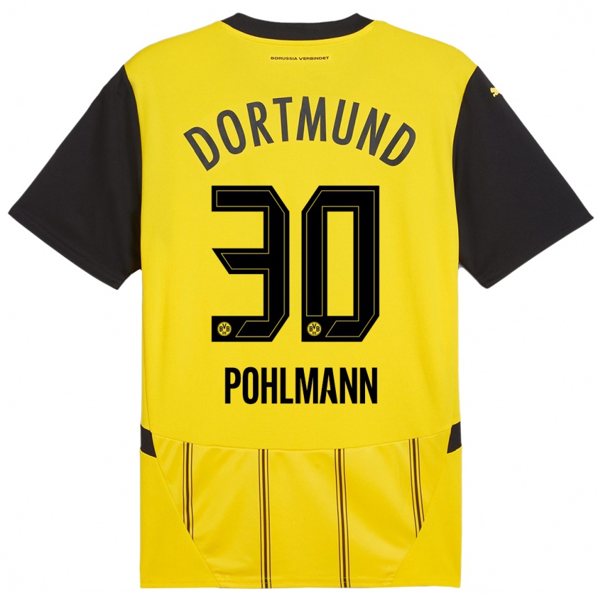 Women Football Ole Pohlmann #30 Yellow Black Home Jersey 2024/25 T-Shirt Uk