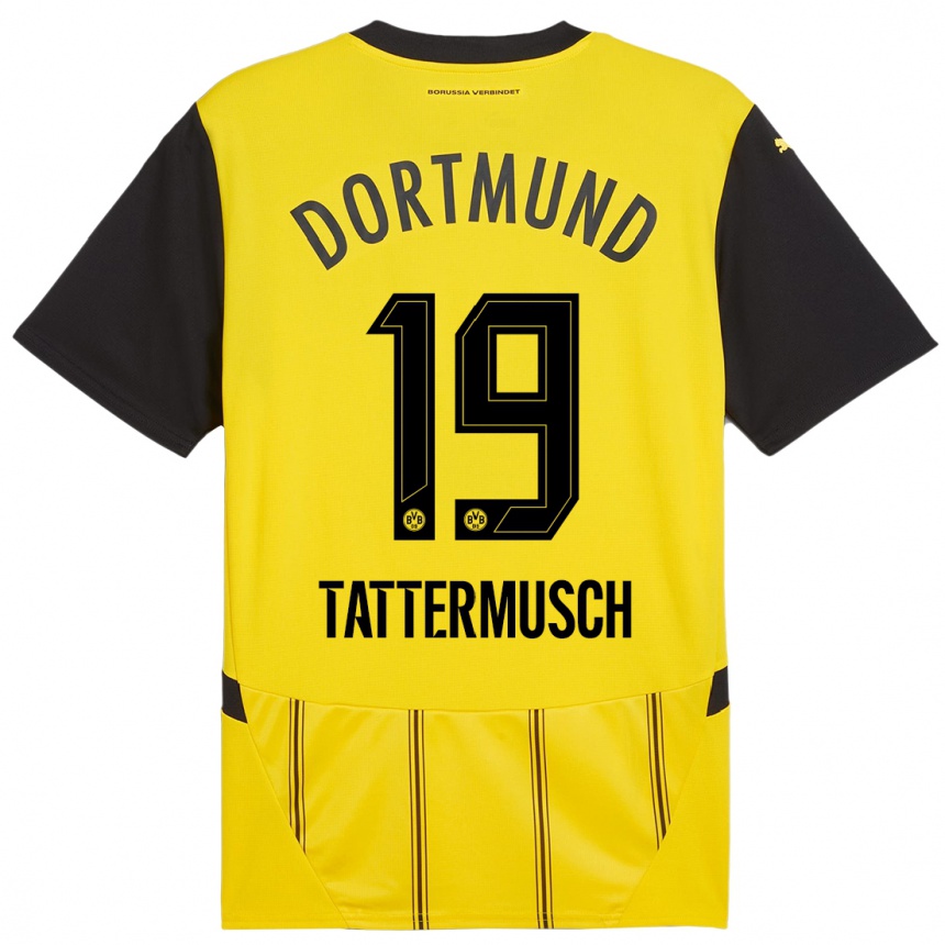 Women Football Ted Tattermusch #19 Yellow Black Home Jersey 2024/25 T-Shirt Uk