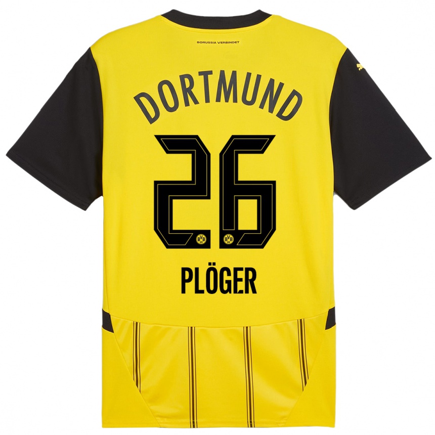 Women Football Dustin Plöger #26 Yellow Black Home Jersey 2024/25 T-Shirt Uk