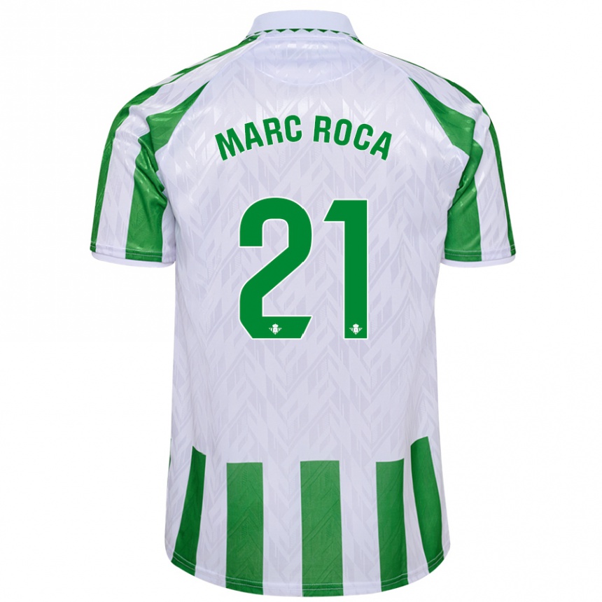 Women Football Marc Roca #21 Green White Stripes Home Jersey 2024/25 T-Shirt Uk