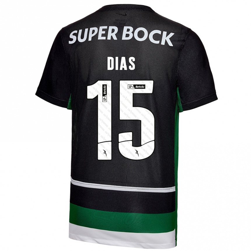 Women Football Rodrigo Dias #15 Black White Green Home Jersey 2024/25 T-Shirt Uk