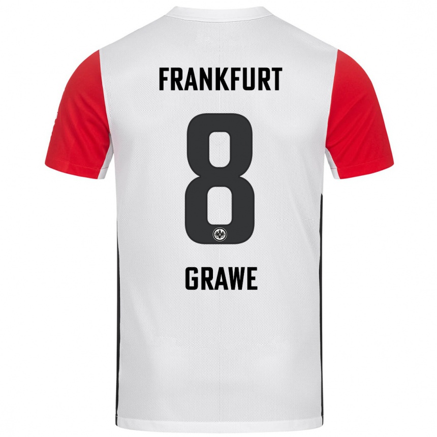 Women Football Lisanne Gräwe #8 White Red Home Jersey 2024/25 T-Shirt Uk