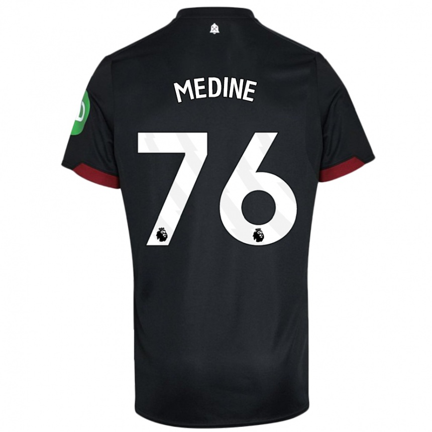 Women Football Jethro Medine #76 Black White Away Jersey 2024/25 T-Shirt Uk