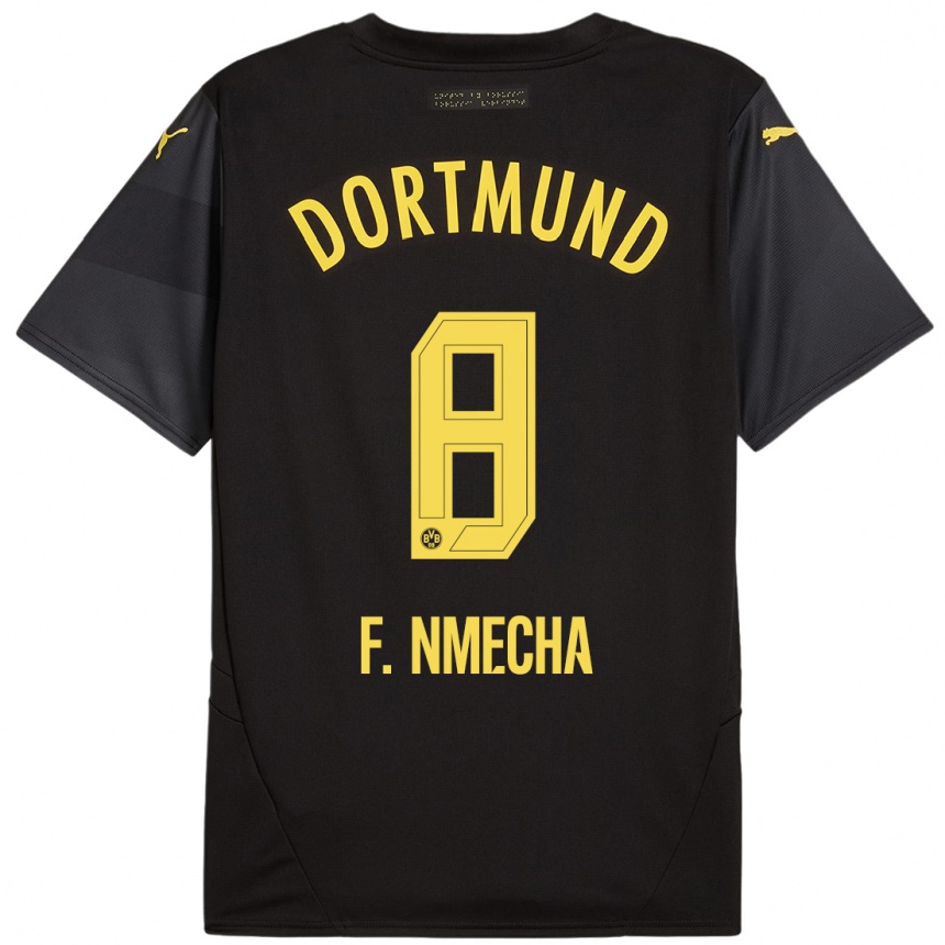 Women Football Felix Nmecha #8 Black Yellow Away Jersey 2024/25 T-Shirt Uk