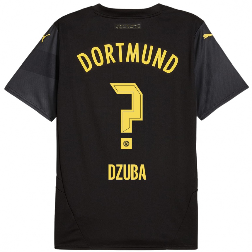 Women Football Fabian Dzuba #0 Black Yellow Away Jersey 2024/25 T-Shirt Uk