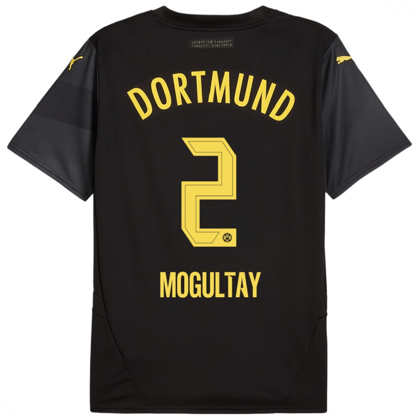 Women Football Baran Mogultay #2 Black Yellow Away Jersey 2024/25 T-Shirt Uk