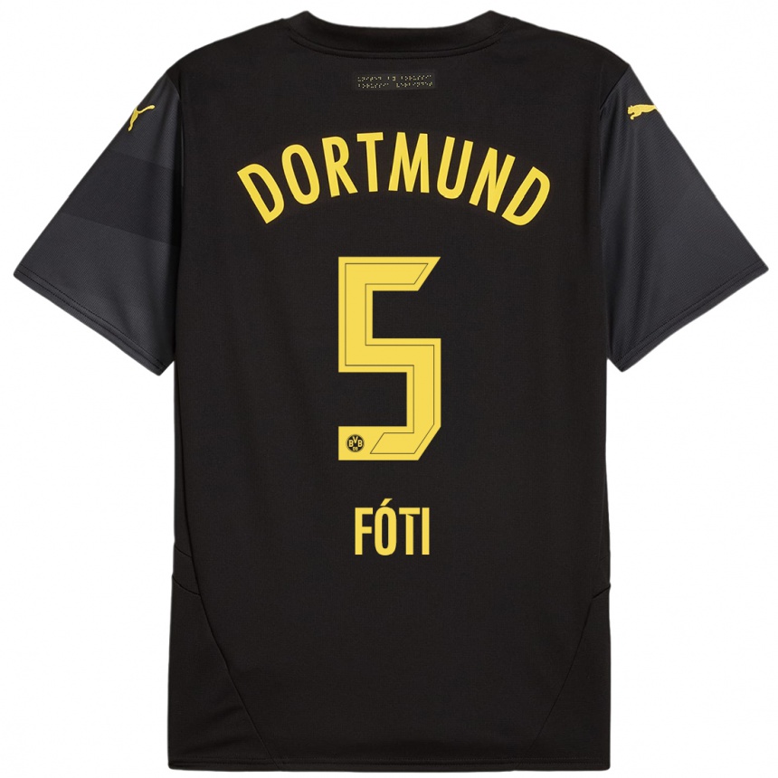 Women Football António Fóti #5 Black Yellow Away Jersey 2024/25 T-Shirt Uk