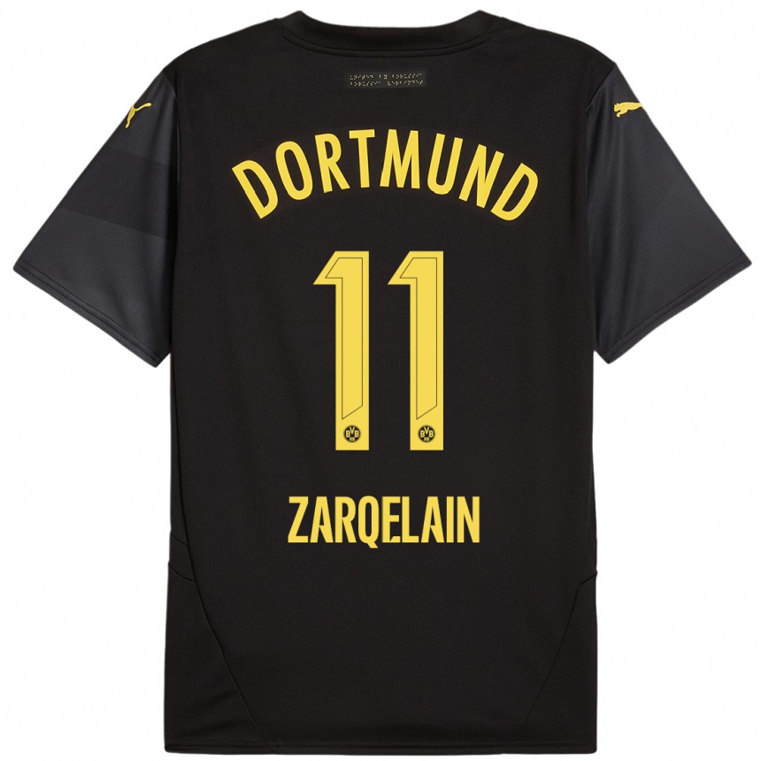 Women Football Fadi Zarqelain #11 Black Yellow Away Jersey 2024/25 T-Shirt Uk