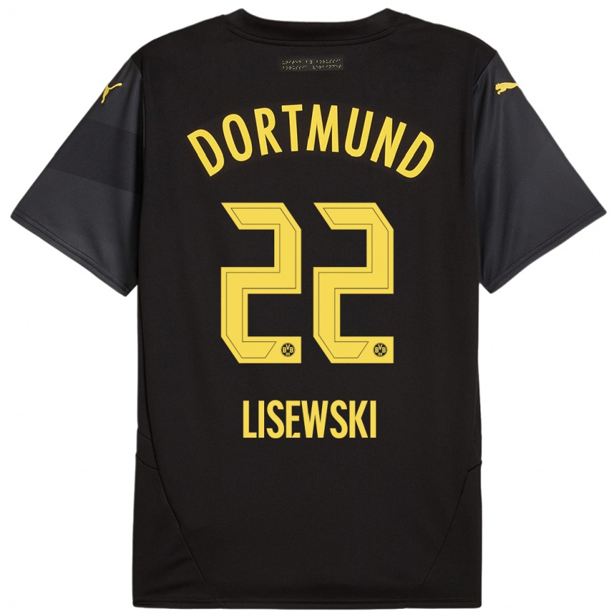 Women Football Robin Lisewski #22 Black Yellow Away Jersey 2024/25 T-Shirt Uk