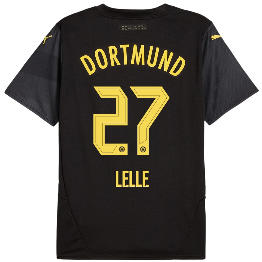 Women Football David Lelle #27 Black Yellow Away Jersey 2024/25 T-Shirt Uk