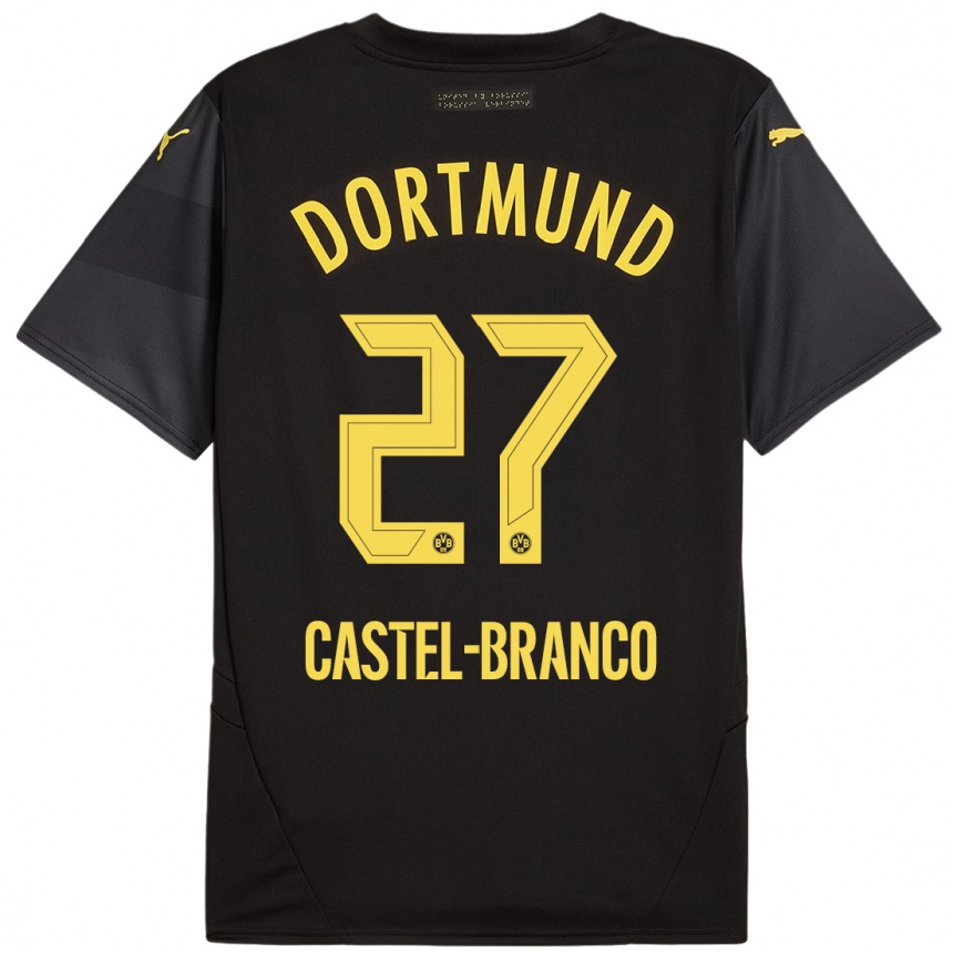 Women Football Diego Castel-Branco #27 Black Yellow Away Jersey 2024/25 T-Shirt Uk