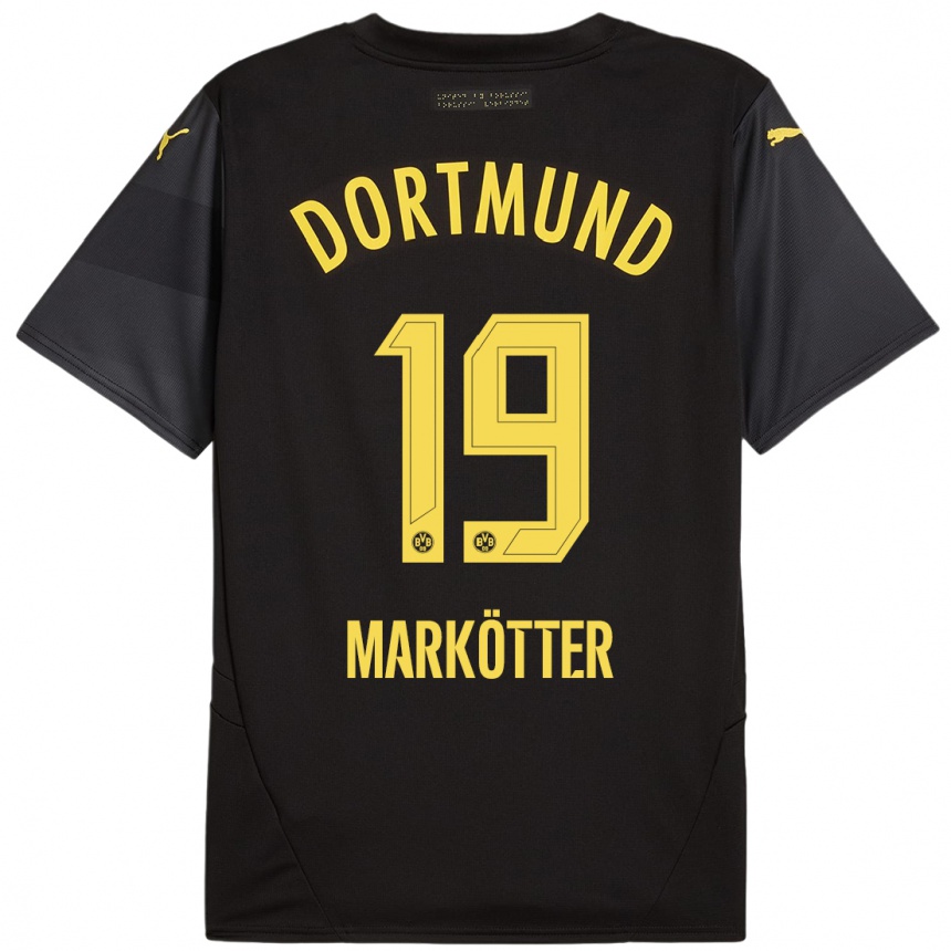 Women Football Jonah Markötter #19 Black Yellow Away Jersey 2024/25 T-Shirt Uk