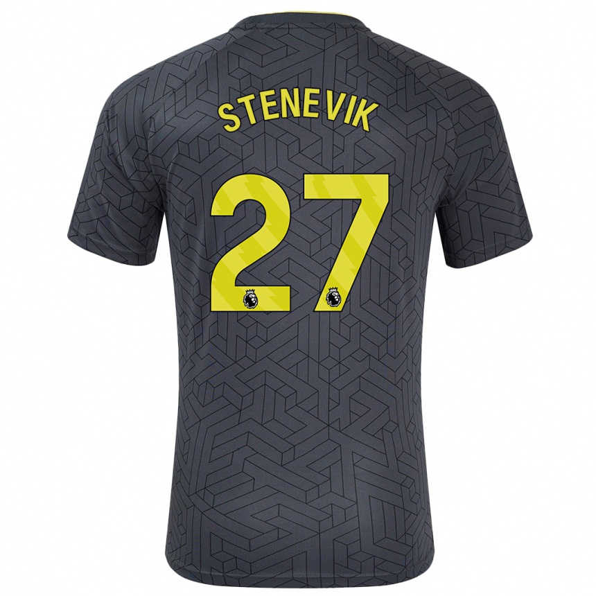 Women Football Elise Stenevik #27 Black Yellow Away Jersey 2024/25 T-Shirt Uk