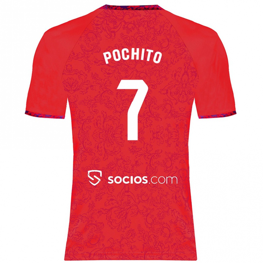 Women Football Pochito #7 Red Away Jersey 2024/25 T-Shirt Uk