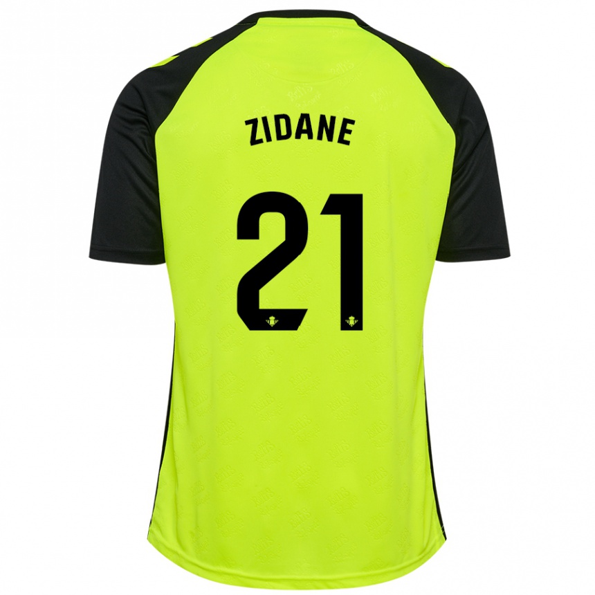 Women Football Elyaz Zidane #21 Fluorescent Yellow Black Away Jersey 2024/25 T-Shirt Uk