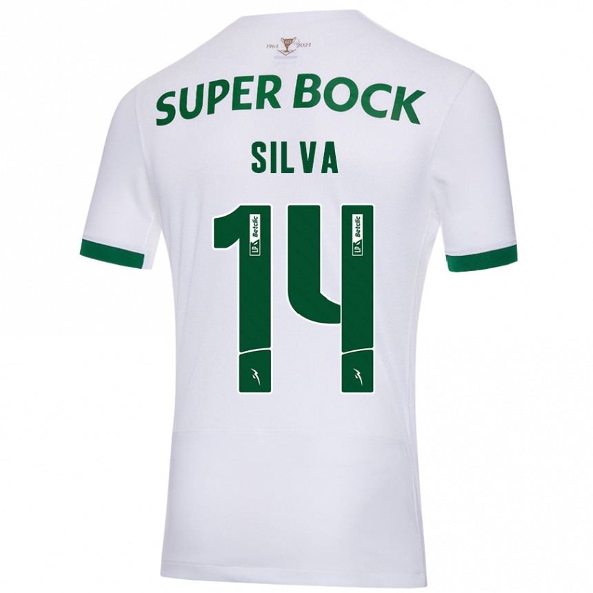 Women Football Guilherme Silva #14 White Green Away Jersey 2024/25 T-Shirt Uk