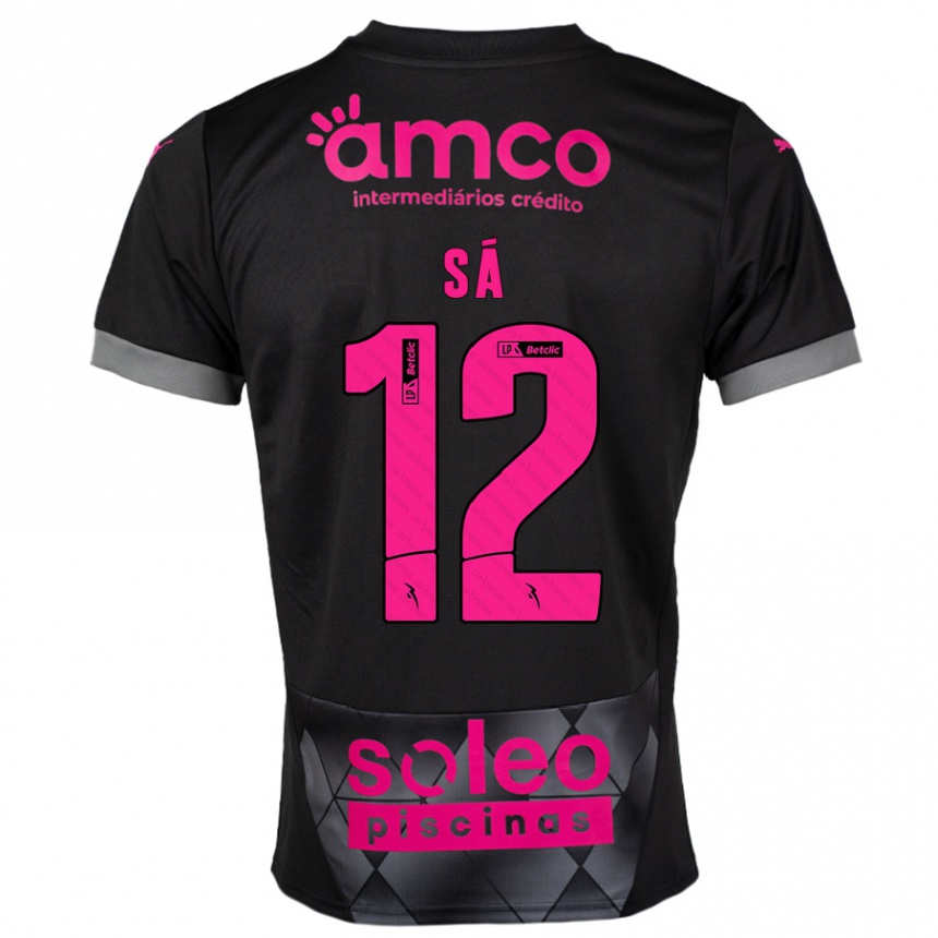 Women Football Tiago Sá #12 Black Pink Away Jersey 2024/25 T-Shirt Uk