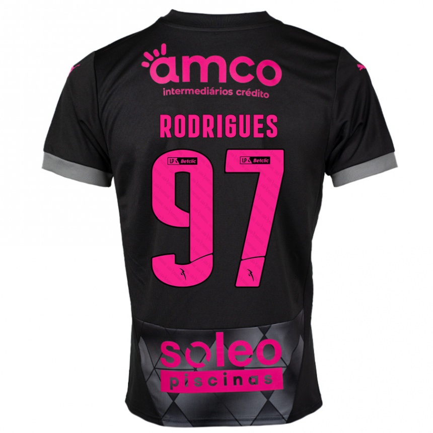 Women Football Dinis Rodrigues #97 Black Pink Away Jersey 2024/25 T-Shirt Uk