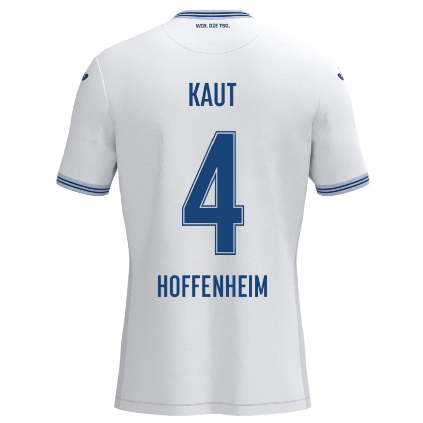 Women Football Lisann Kaut #4 White Blue Away Jersey 2024/25 T-Shirt Uk