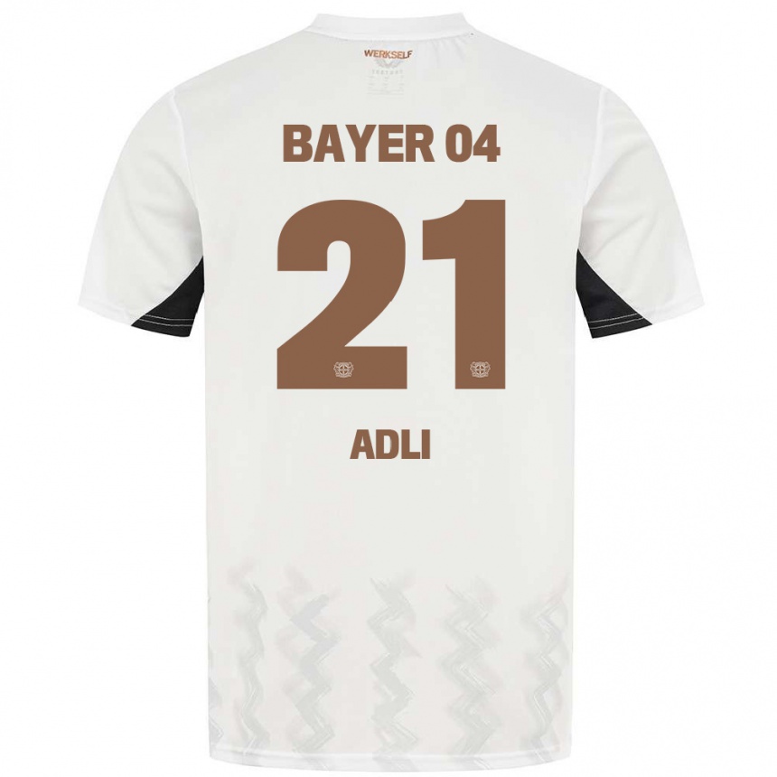 Women Football Amine Adli #21 White Black Away Jersey 2024/25 T-Shirt Uk