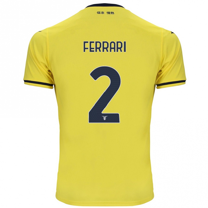 Women Football Lorenzo Ferrari #2 Yellow Away Jersey 2024/25 T-Shirt Uk