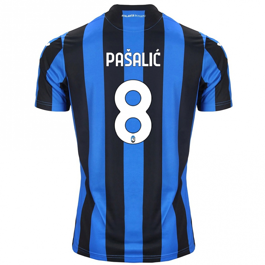 Kids Football Mario Pasalic #8 Blue Black Home Jersey 2024/25 T-Shirt Uk