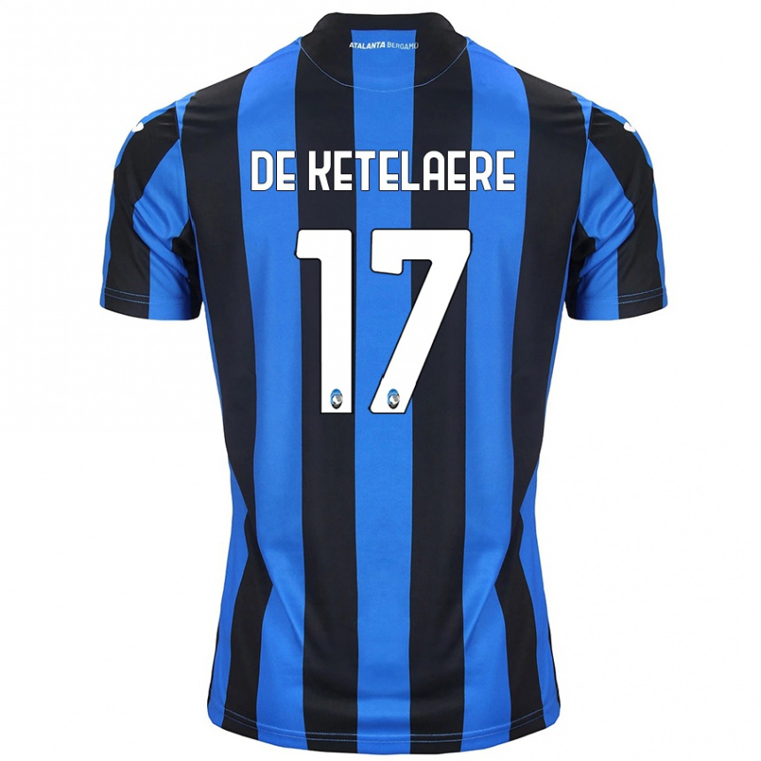 Kids Football Charles De Ketelaere #17 Blue Black Home Jersey 2024/25 T-Shirt Uk