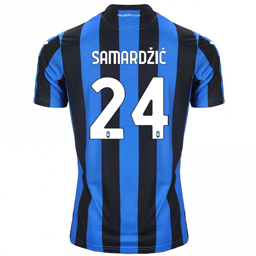 Kids Football Lazar Samardžić #24 Blue Black Home Jersey 2024/25 T-Shirt Uk