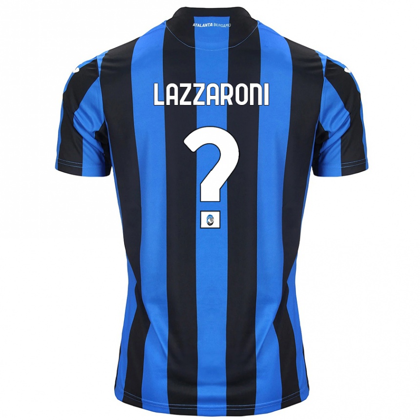 Kids Football Andrea Lazzaroni #0 Blue Black Home Jersey 2024/25 T-Shirt Uk