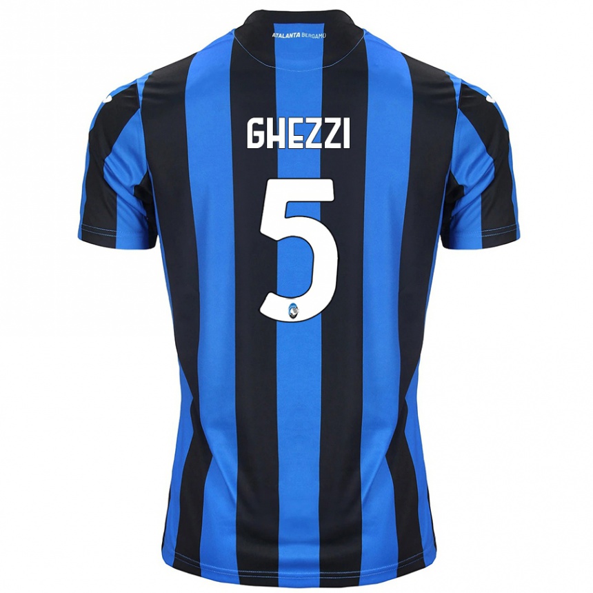 Kids Football Samuele Ghezzi #5 Blue Black Home Jersey 2024/25 T-Shirt Uk