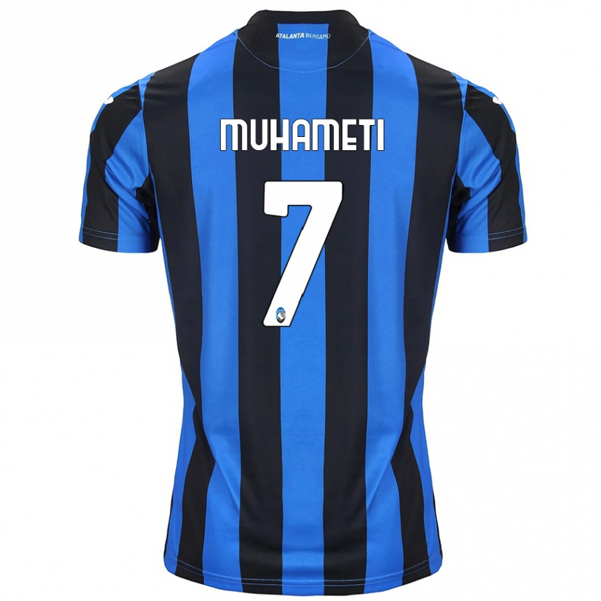 Kids Football Endri Muhameti #7 Blue Black Home Jersey 2024/25 T-Shirt Uk