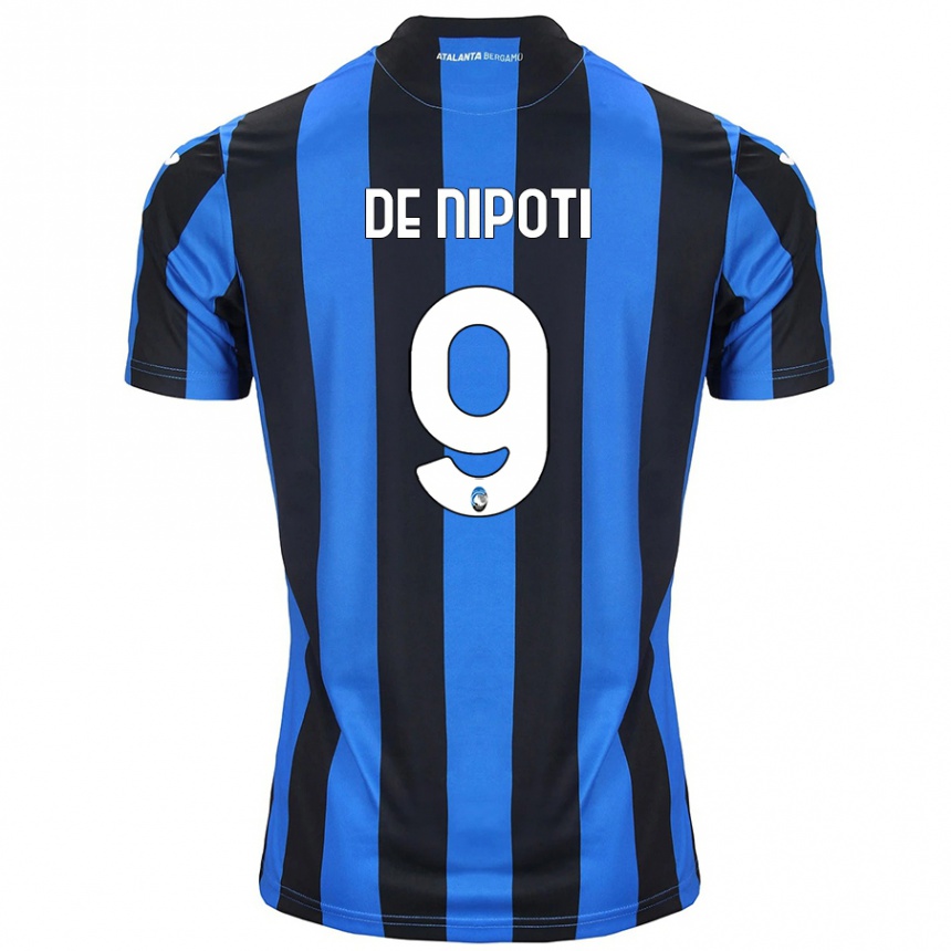 Kids Football Tommaso De Nipoti #9 Blue Black Home Jersey 2024/25 T-Shirt Uk